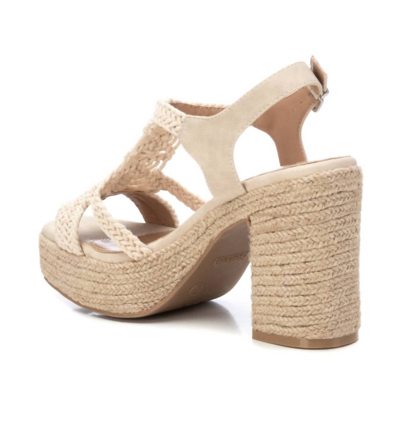 Women's Heeled Jute Platform Sandals In Ice