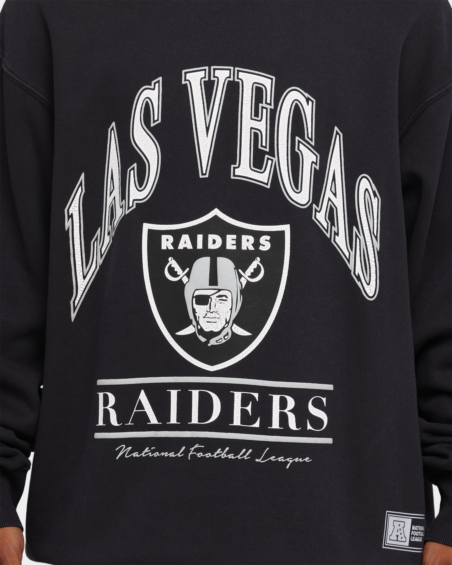 Majestic Athletic Las Vegas Raiders Vintage NFL Arch Crew Faded Black