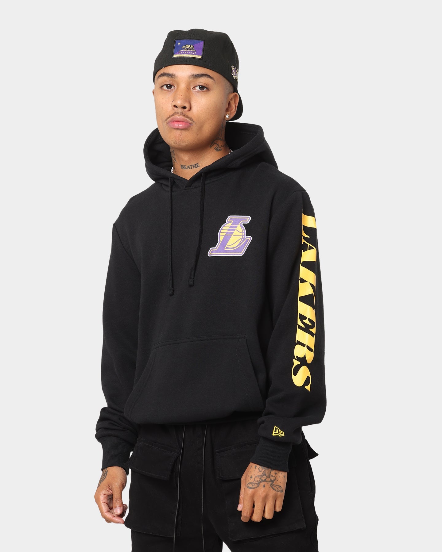 New Era Los Angeles Lakers Multi Logo Hoodie Black