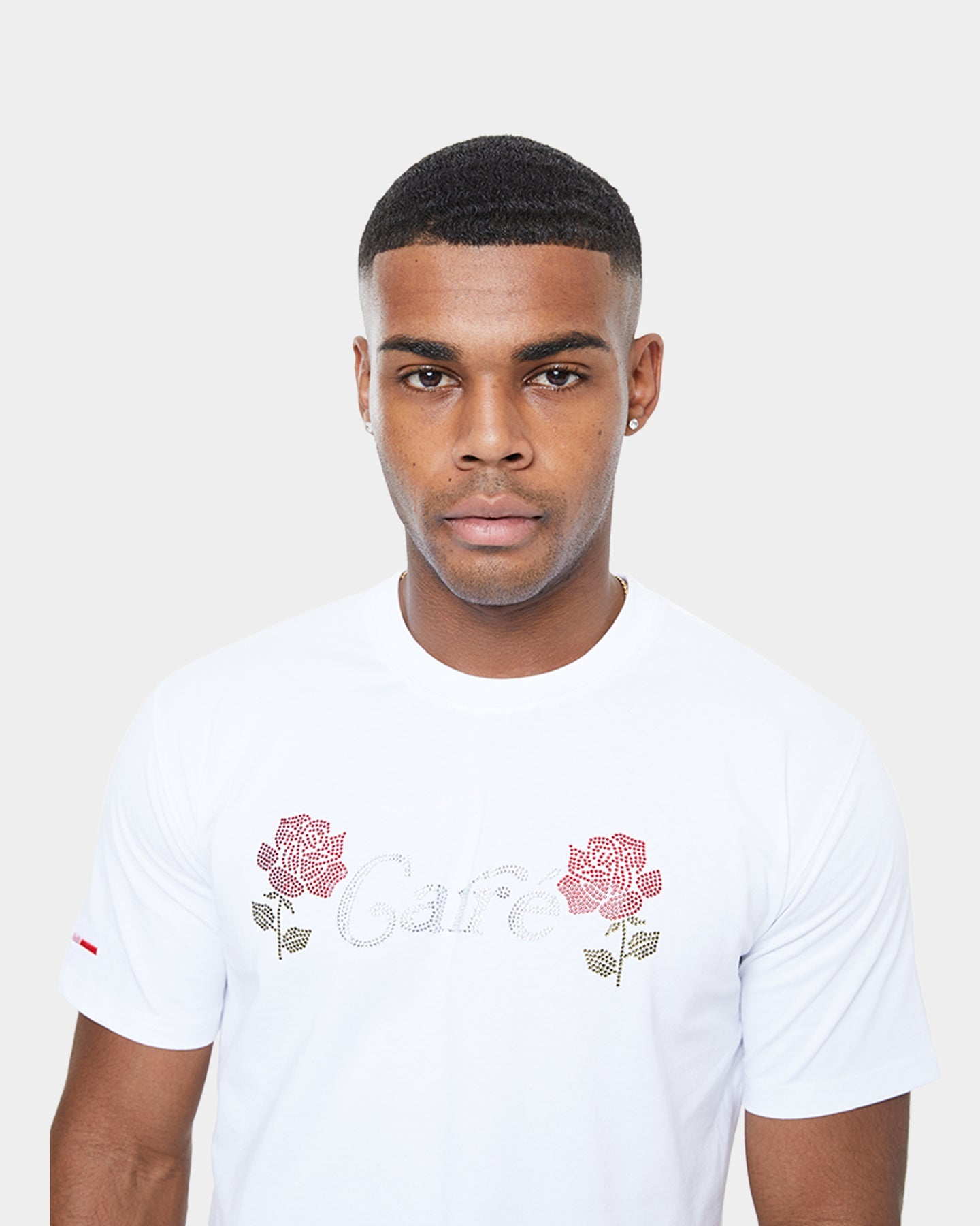 Carré Rhinestone Rose Classic Short Sleeve T-Shirt White