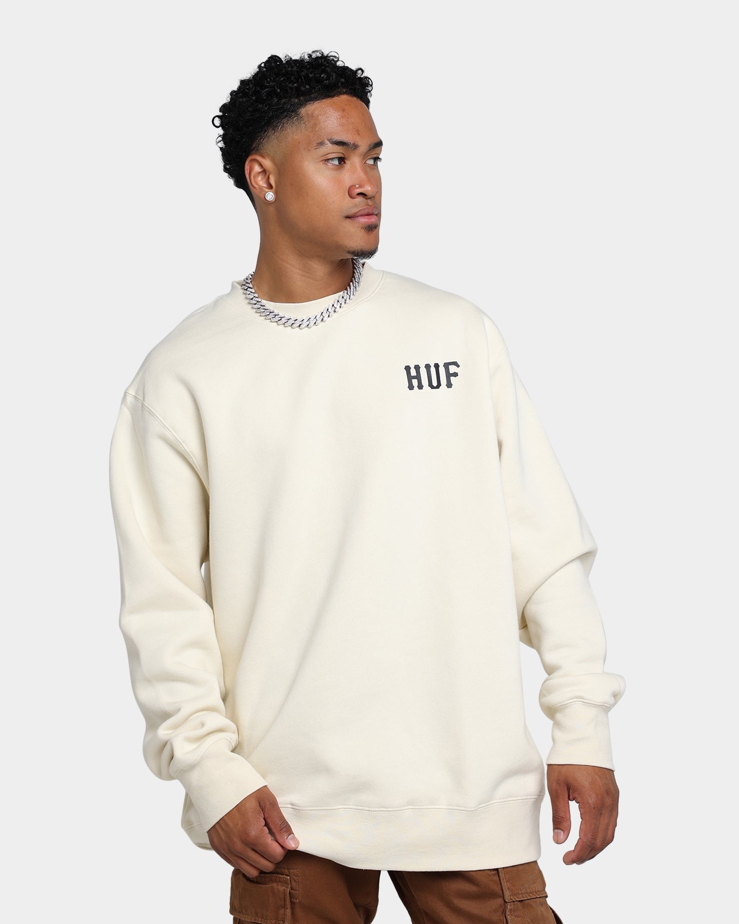 HUF Essentials Classic H Crewneck Natural