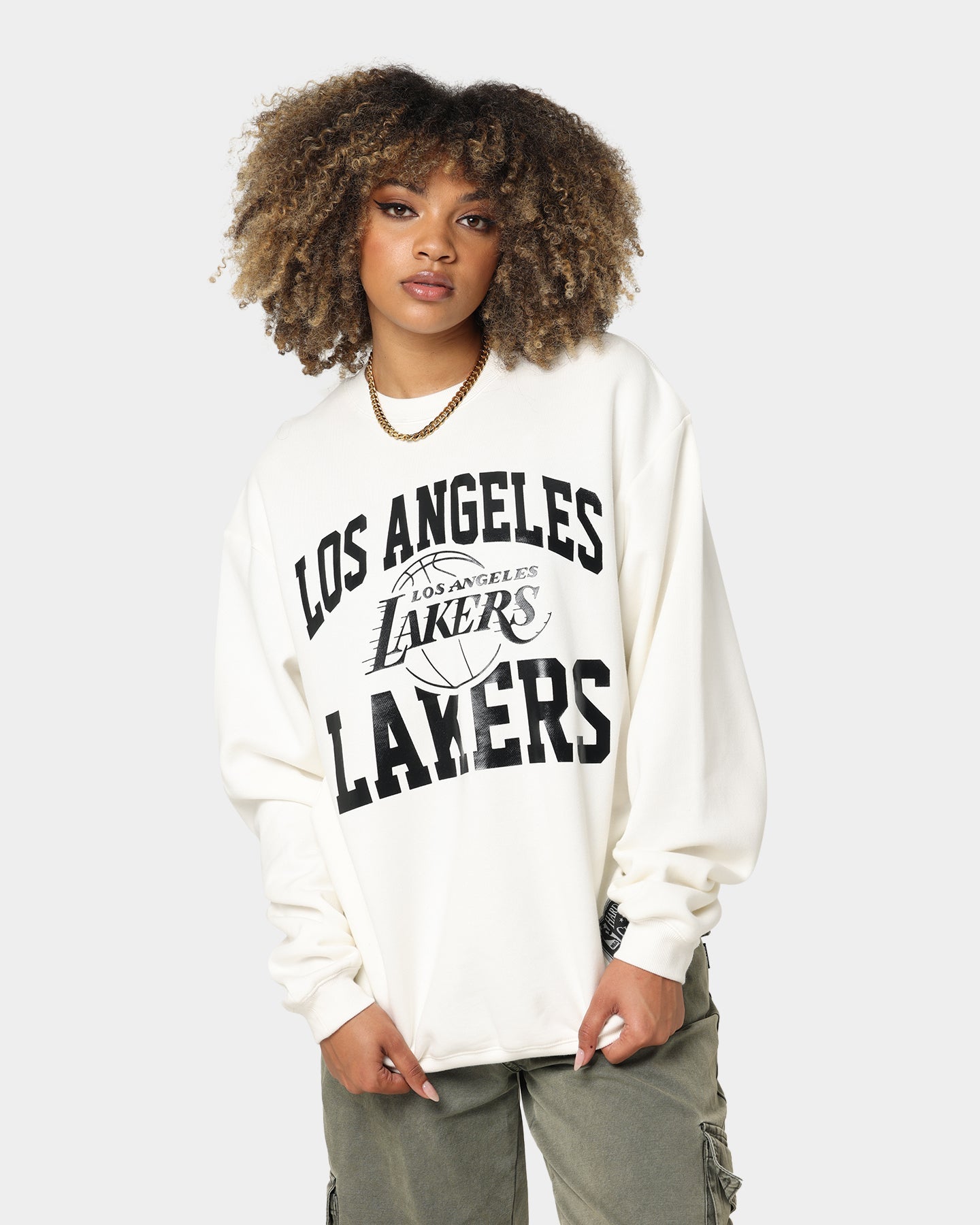 Mitchell & Ness Los Angeles Lakers Metal Works Crewneck Vintage White