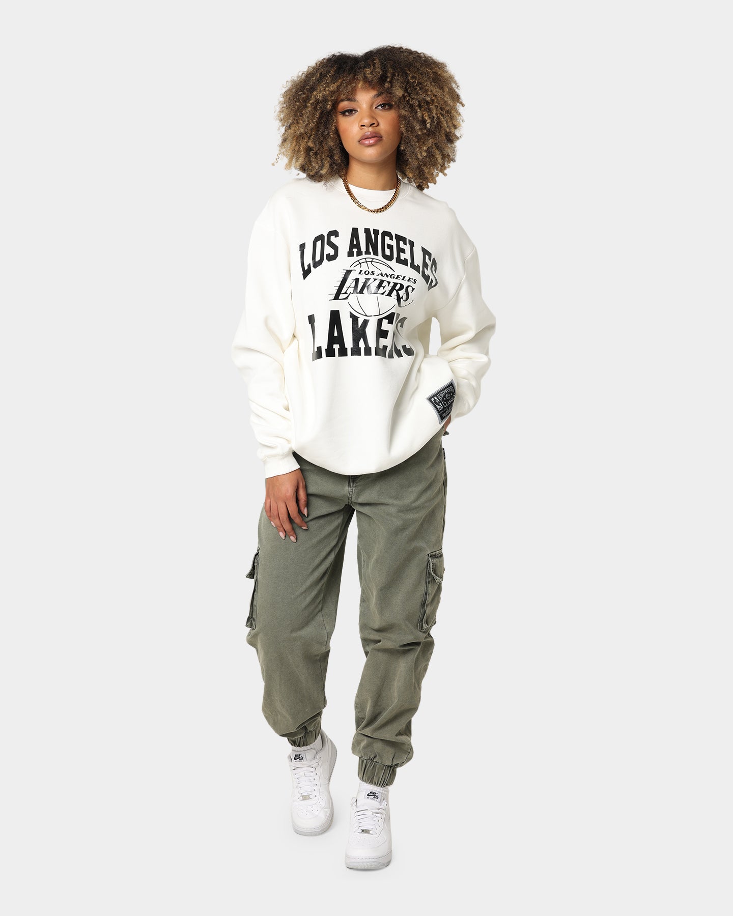 Mitchell & Ness Los Angeles Lakers Metal Works Crewneck Vintage White