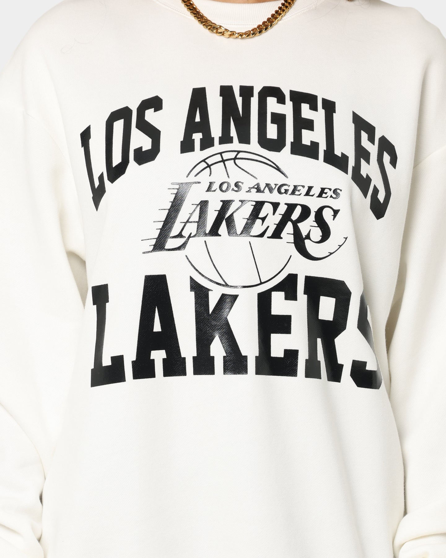 Mitchell & Ness Los Angeles Lakers Metal Works Crewneck Vintage White