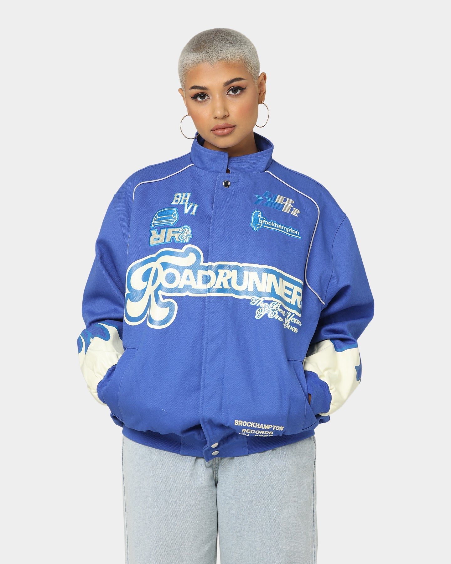 Brockhampton Flame Racing Jacket Royal Blue