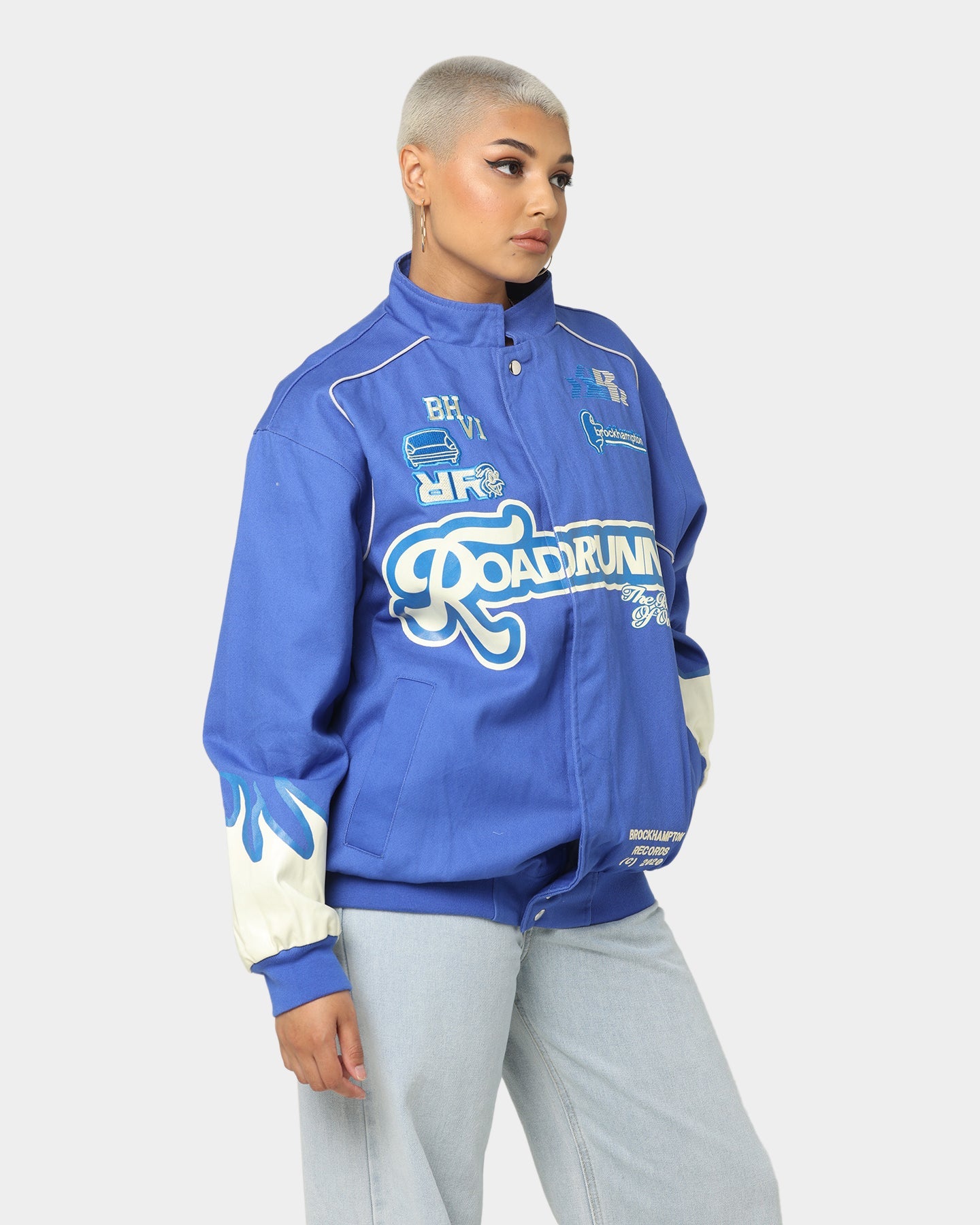 Brockhampton Flame Racing Jacket Royal Blue