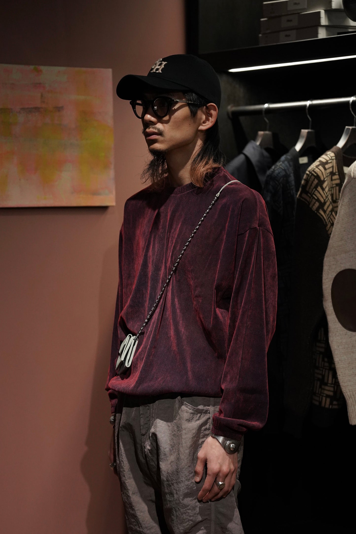 MESH VELOUR L/S SMOCK (BORDEAUX)