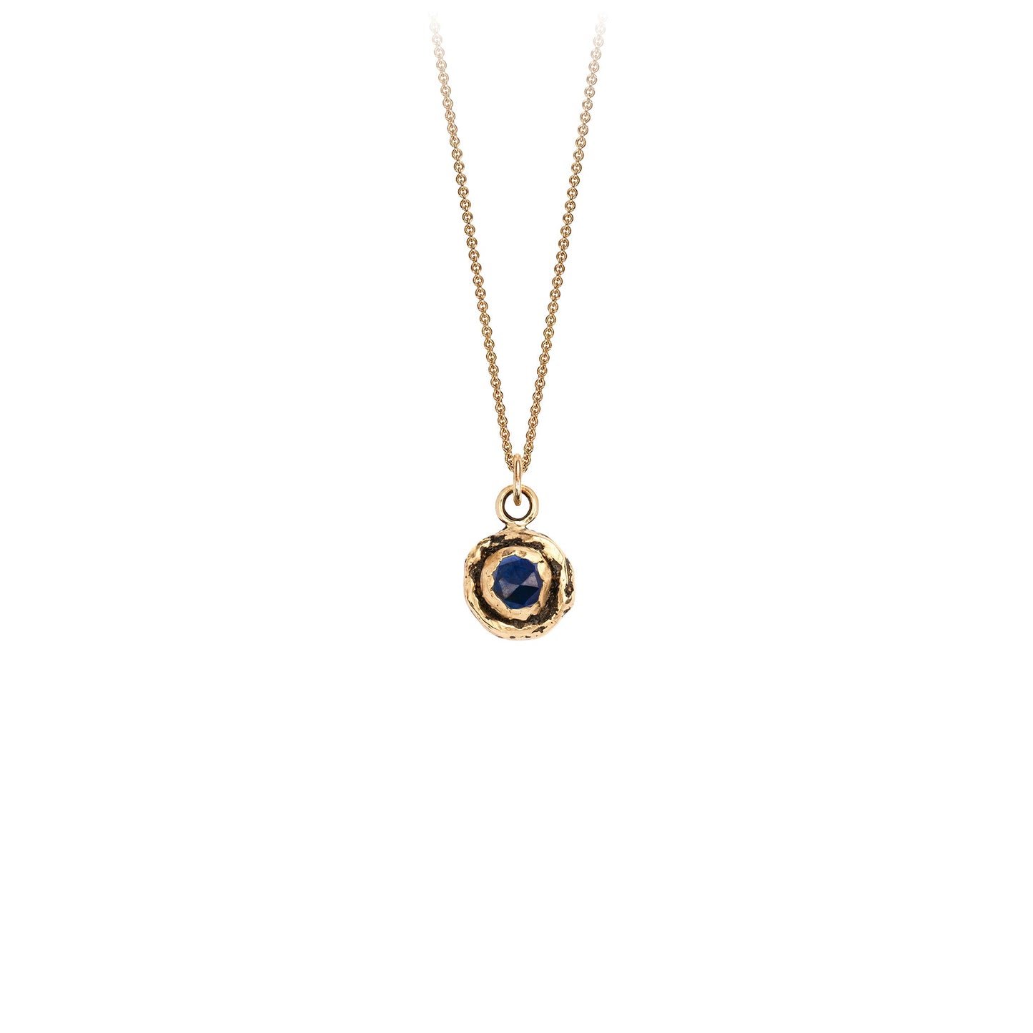 Small Sapphire 14K Gold Faceted Stone Necklace