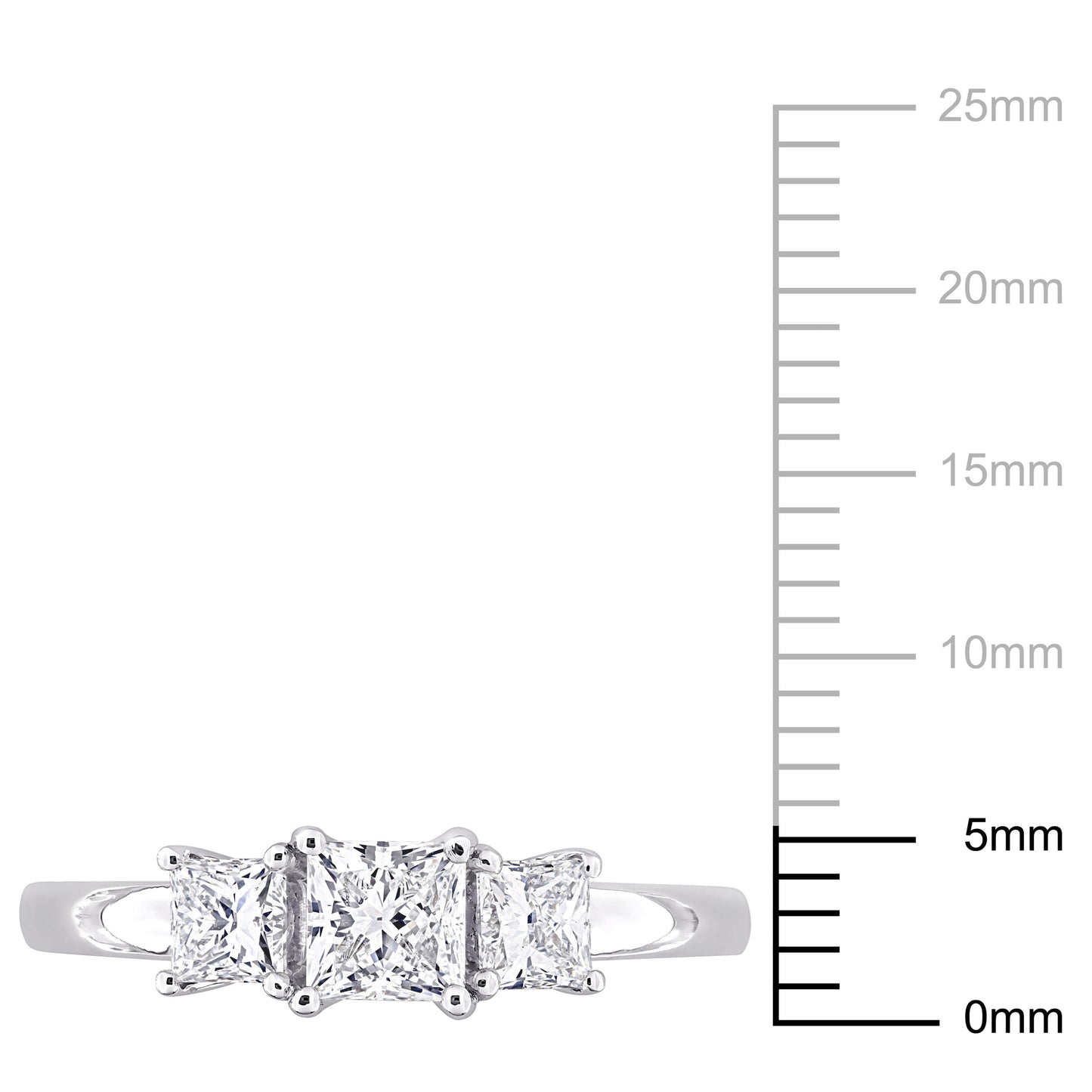 Created Forever 1ct TW Princess-Cut Lab-Grown Diamond 3-Stone Engagement Ring in 14k White Gold