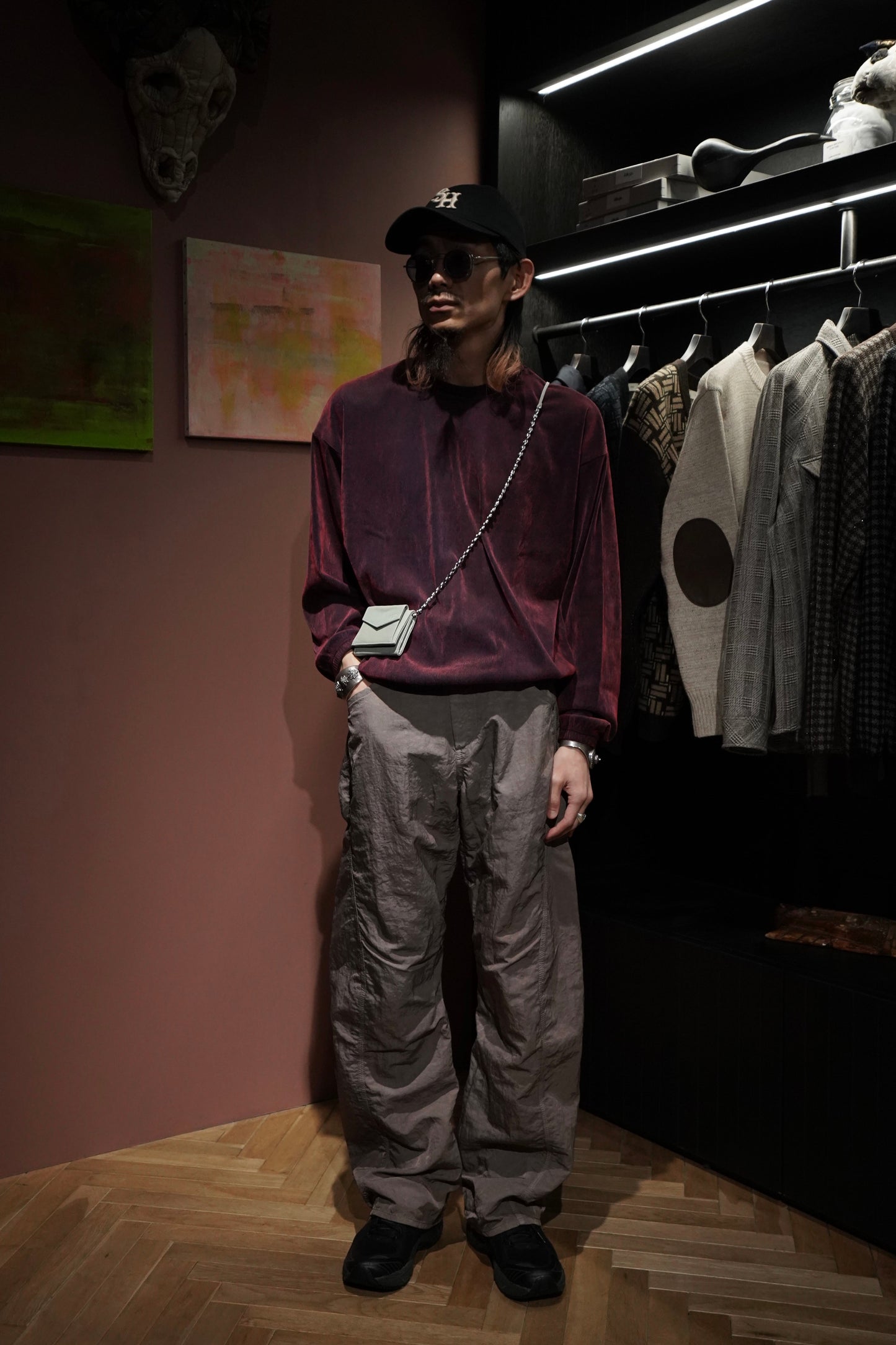 MESH VELOUR L/S SMOCK (BORDEAUX)