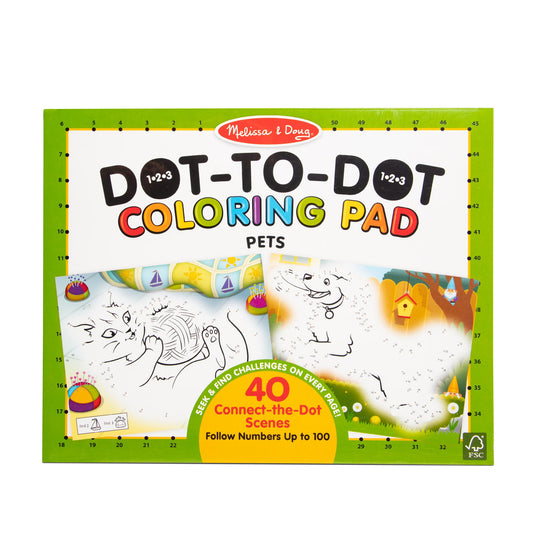 123 Dot-to-Dot Coloring Pad – Pets