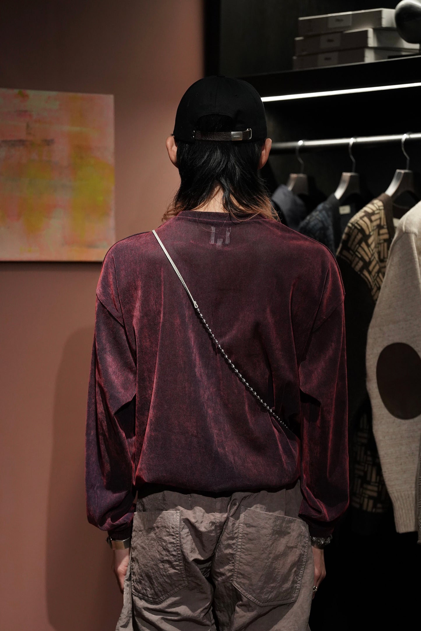 MESH VELOUR L/S SMOCK (BORDEAUX)