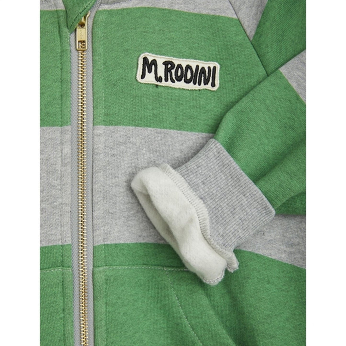 Mini Rodini Stripe Zip Hoodie Green