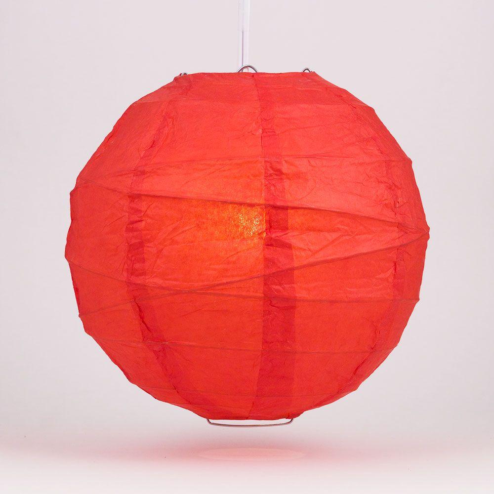 5-PACK 10" Red Round Paper Lantern, Crisscross Ribbing, Chinese Hanging Wedding & Party Decoration