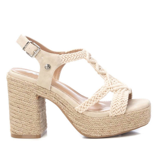 Women's Heeled Jute Platform Sandals In Ice