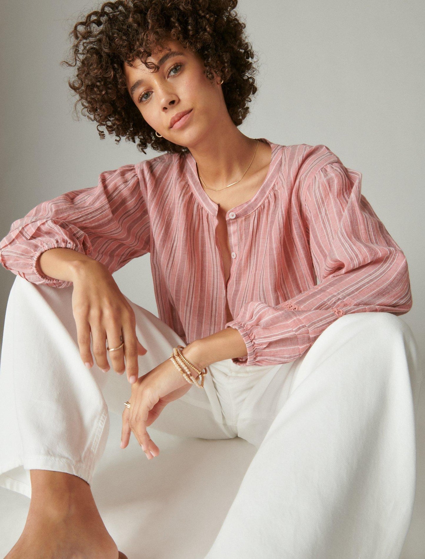 Lucky Brand Women's Relaxed Button Through Blouse