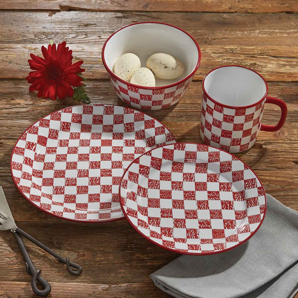 Chicken Coop Dinner Plate - Check (set of 4)