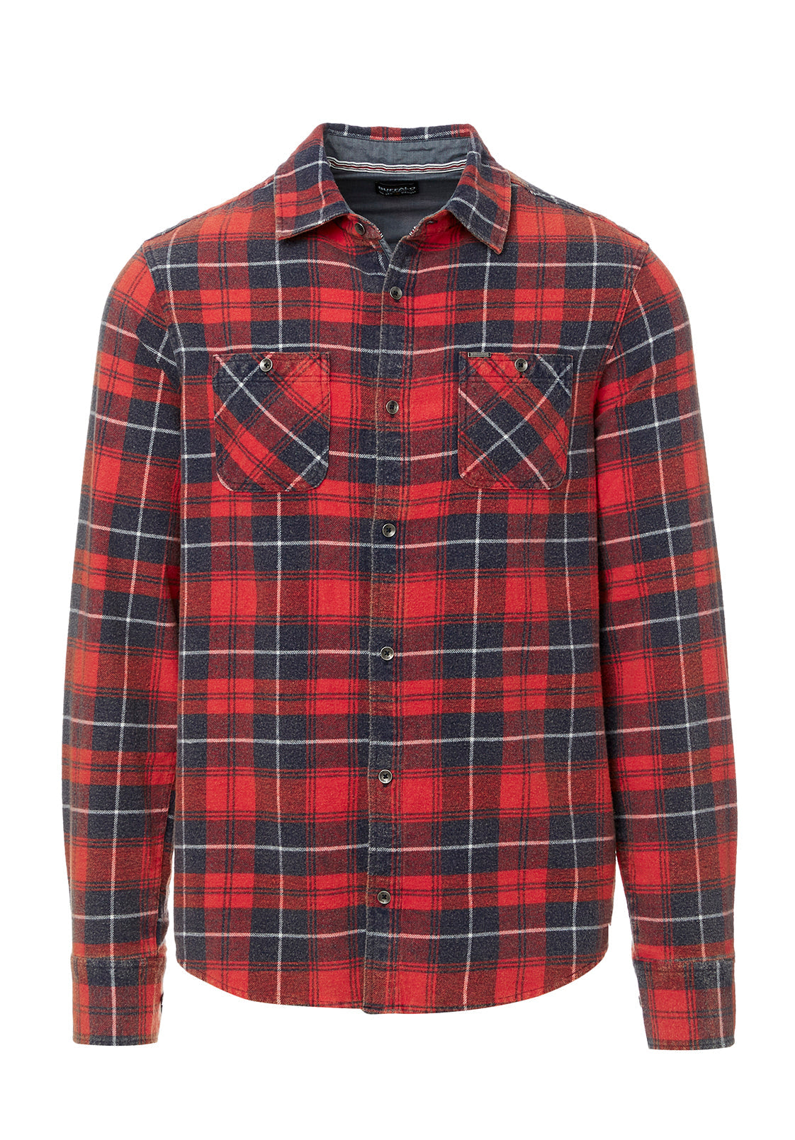 Sibani Men’s Long-Sleeve Shirt in Orange Black Plaid - BM24169