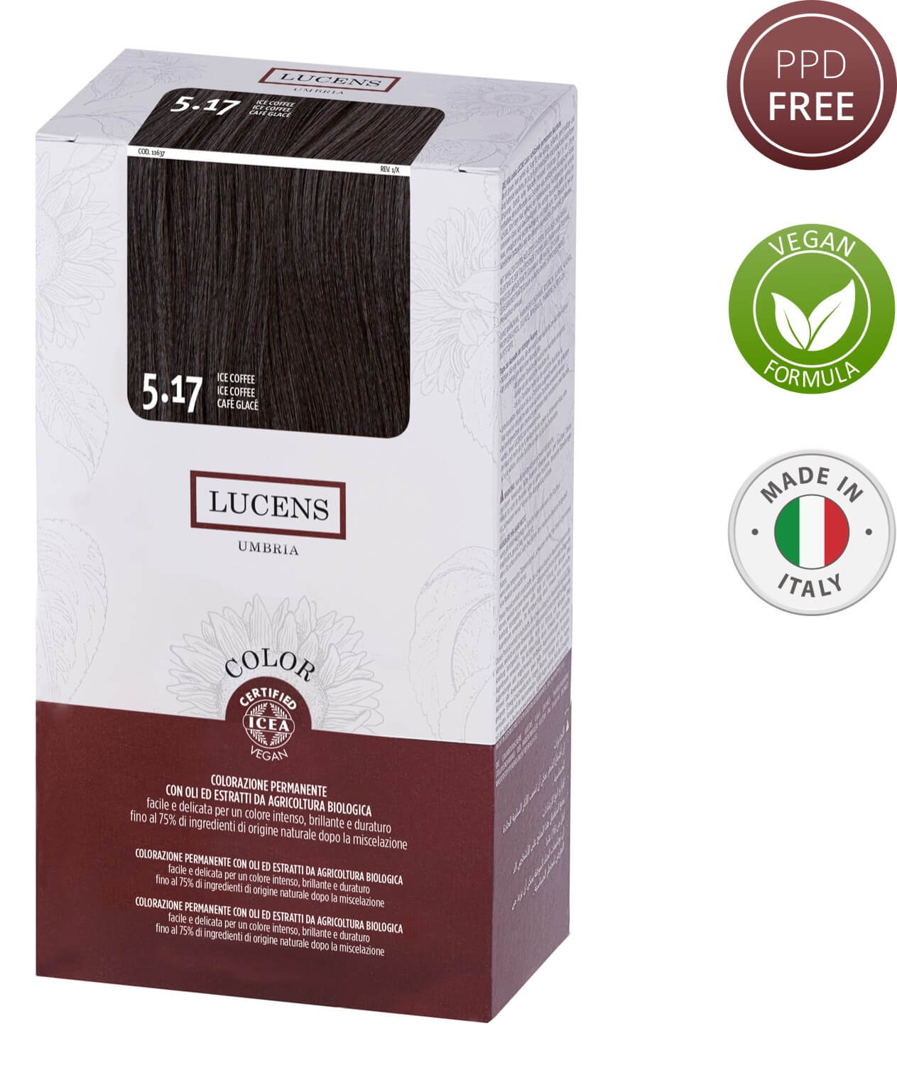 Lucens Hair Color Ice Coffee 5.17  Made in Italy 145ml