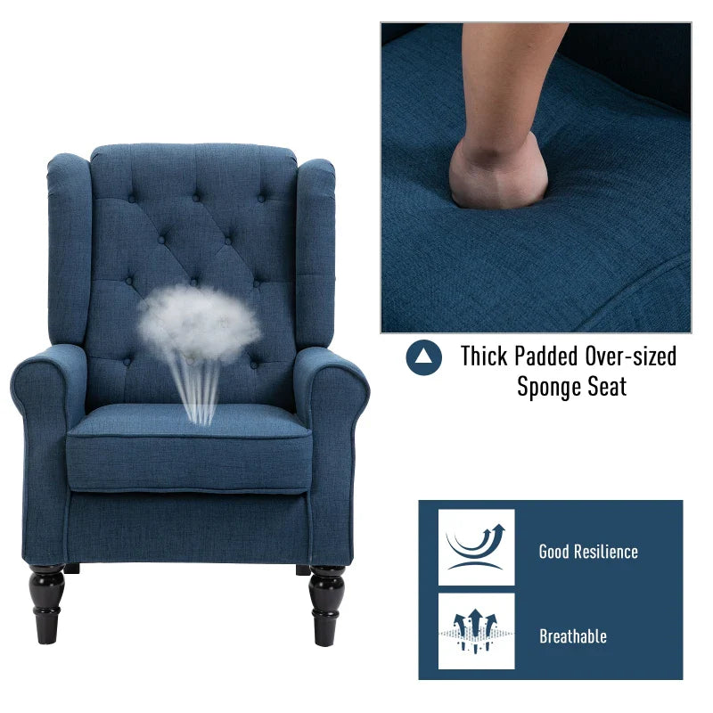 Button Tufted Accent Chair - Blue