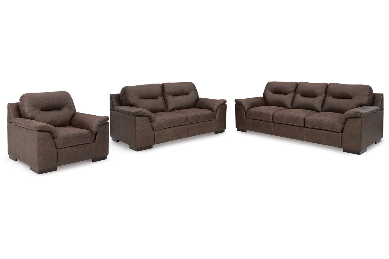 Maderla Walnut Sofa, Loveseat and Chair