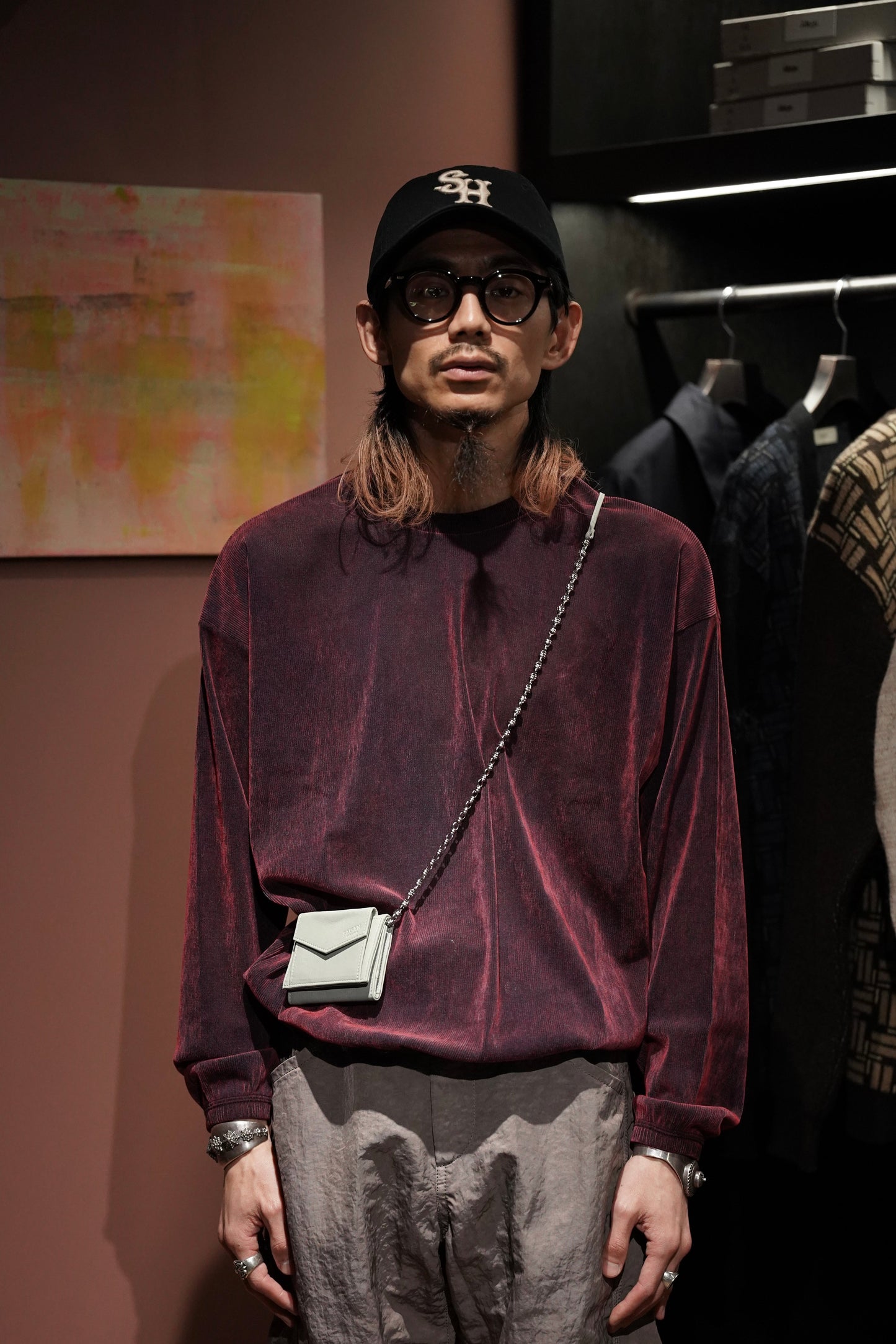 MESH VELOUR L/S SMOCK (BORDEAUX)