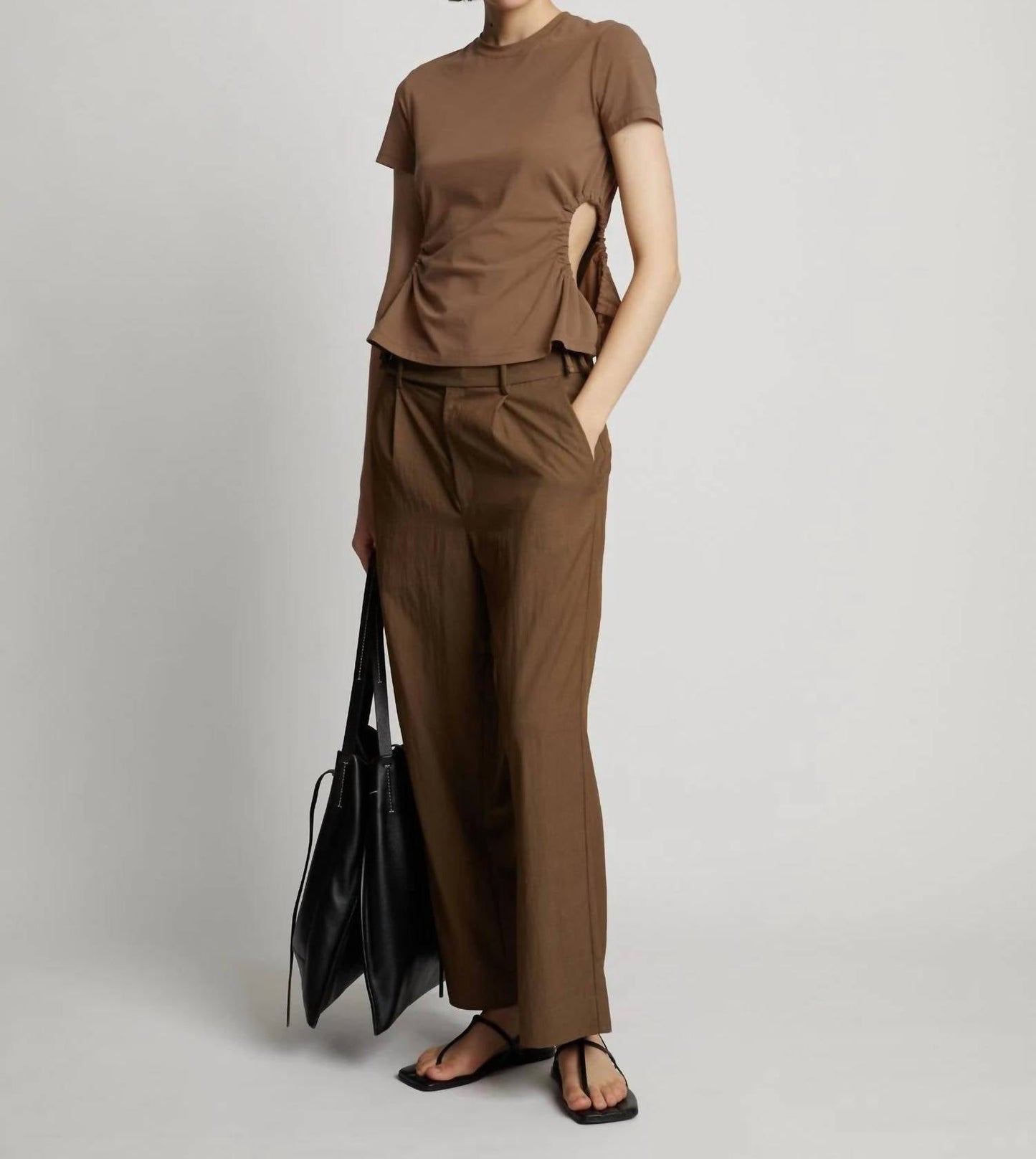 Side Slit T-Shirt In Coffee