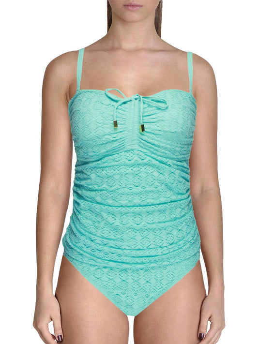 Womens Crochet Bandeau One-Piece Swimsuit