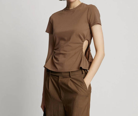 Side Slit T-Shirt In Coffee