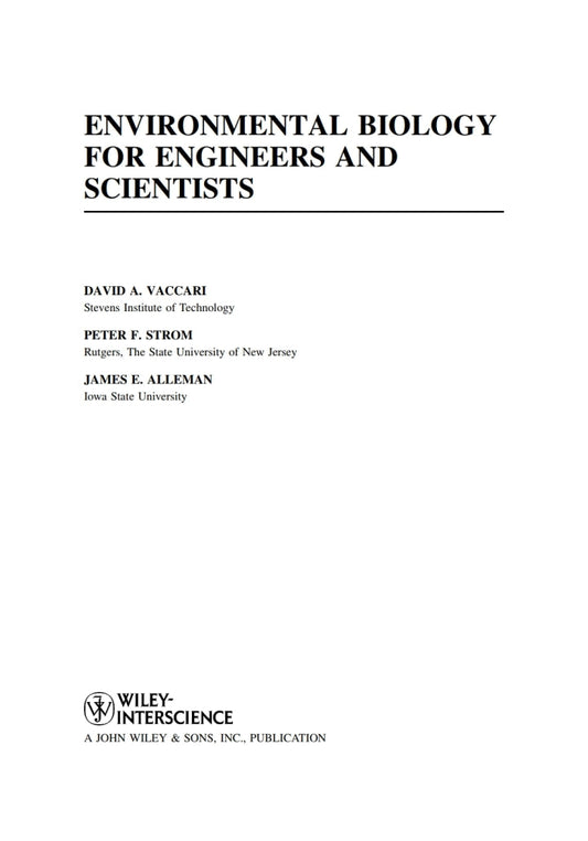 Environmental Biology for Engineers and Scientists 1st Edition  PDF BOOK