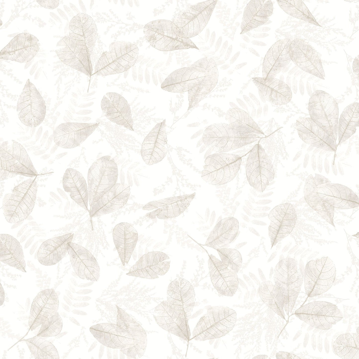 Fossil Leaf Toss Wallpaper in Light Beige from the Evergreen Collection