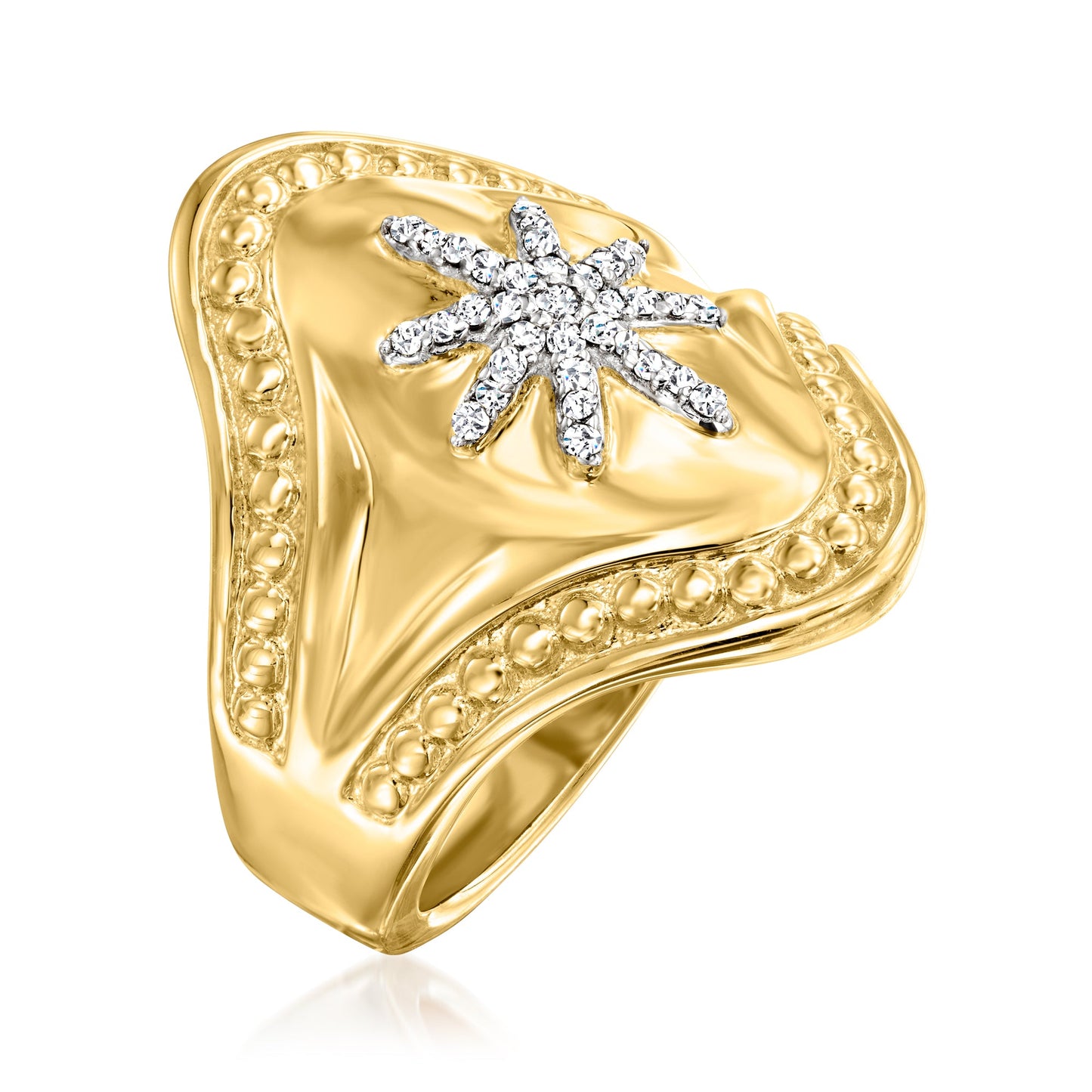 Ross-Simons Diamond Starburst Ring in 18kt Gold Over Sterling