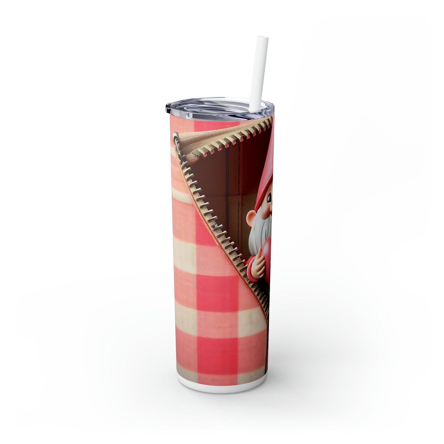 Skinny Tumbler with Straw, 20oz, Santa