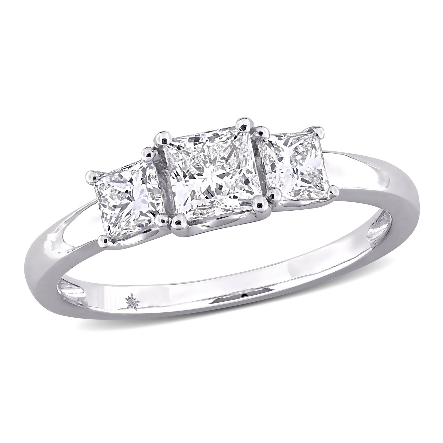 Created Forever 1ct TW Princess-Cut Lab-Grown Diamond 3-Stone Engagement Ring in 14k White Gold