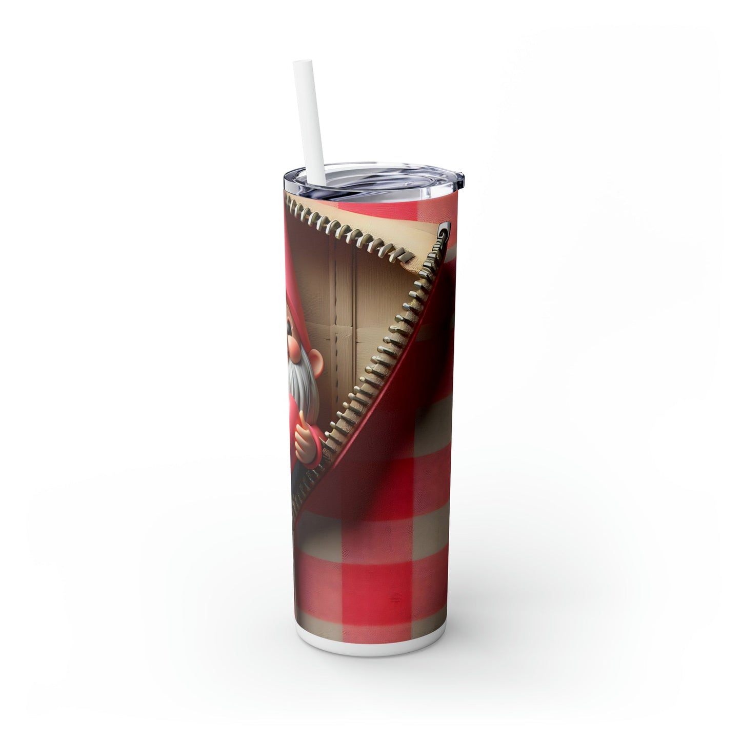 Skinny Tumbler with Straw, 20oz, Santa