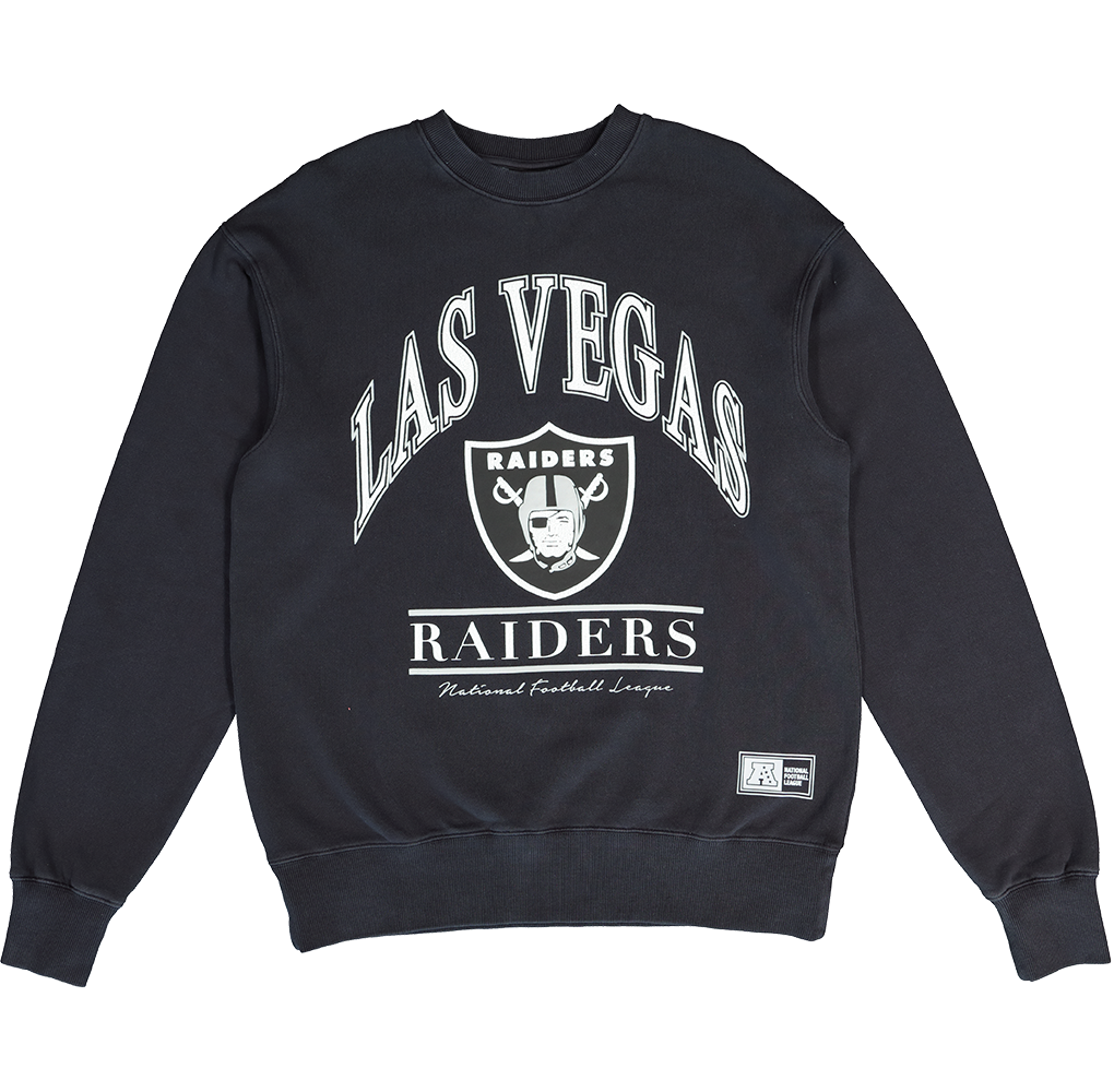 Majestic Athletic Las Vegas Raiders Vintage NFL Arch Crew Faded Black