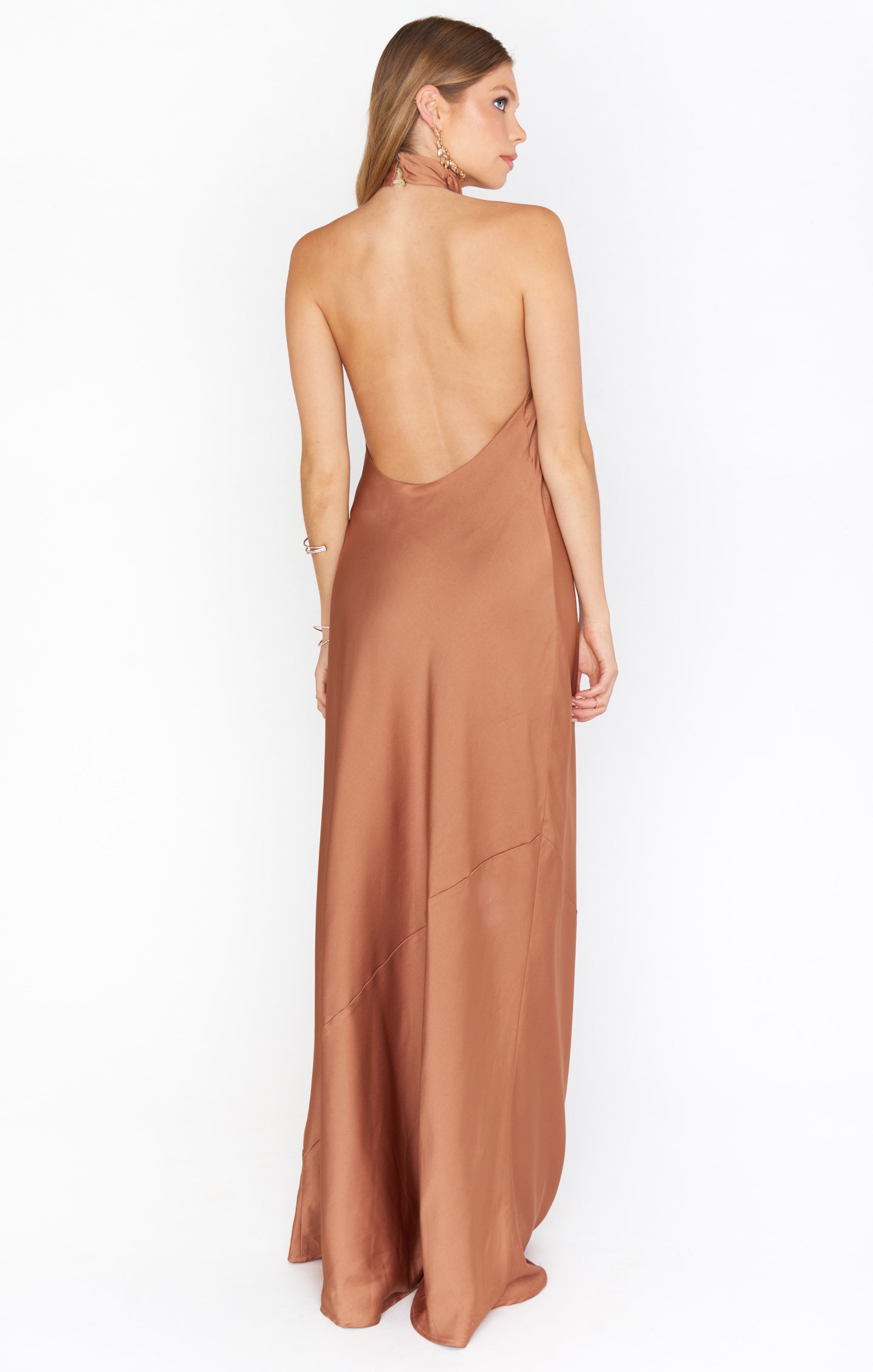 Jasmine Halter Maxi Dress ~ Copper Luxe Satin