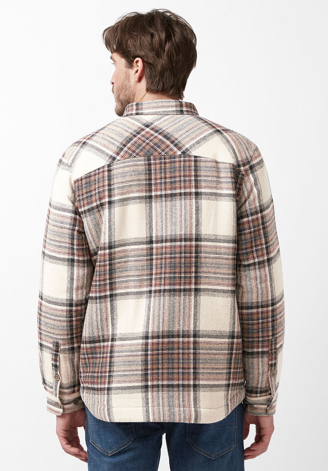 Jorum Men’s Shacket in Light Brown Plaid - BM24040