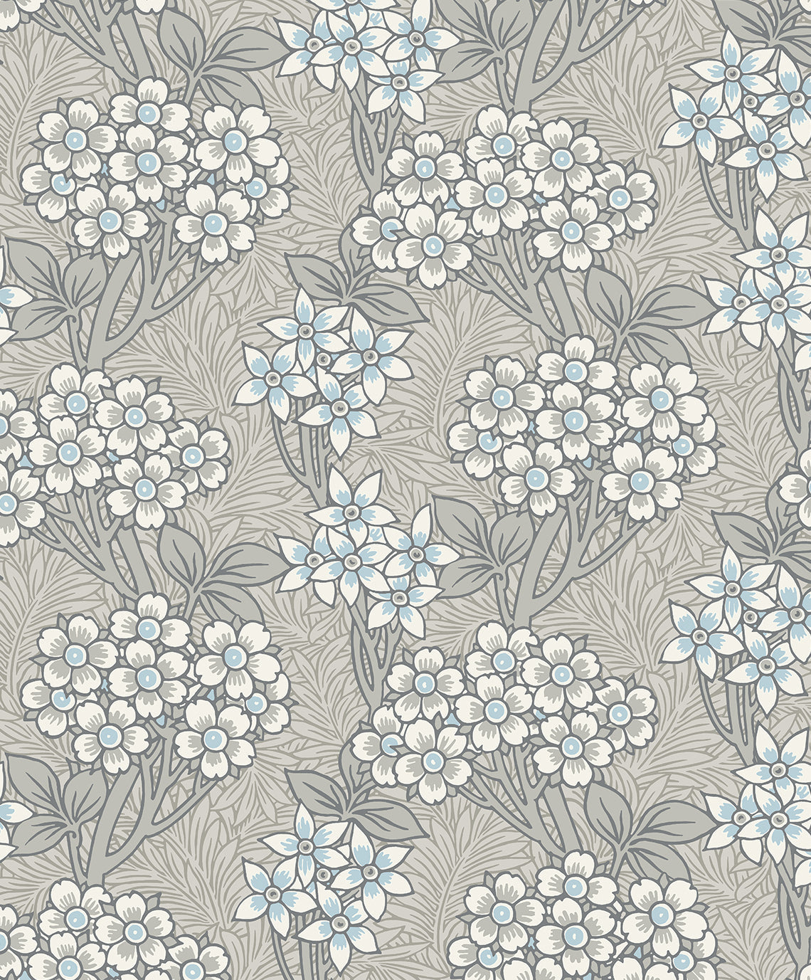 Sample Floral Vine Wallpaper in Daydream Grey & Carolina Blue