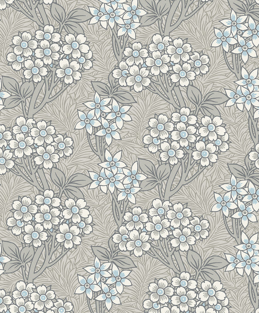 Sample Floral Vine Wallpaper in Daydream Grey & Carolina Blue