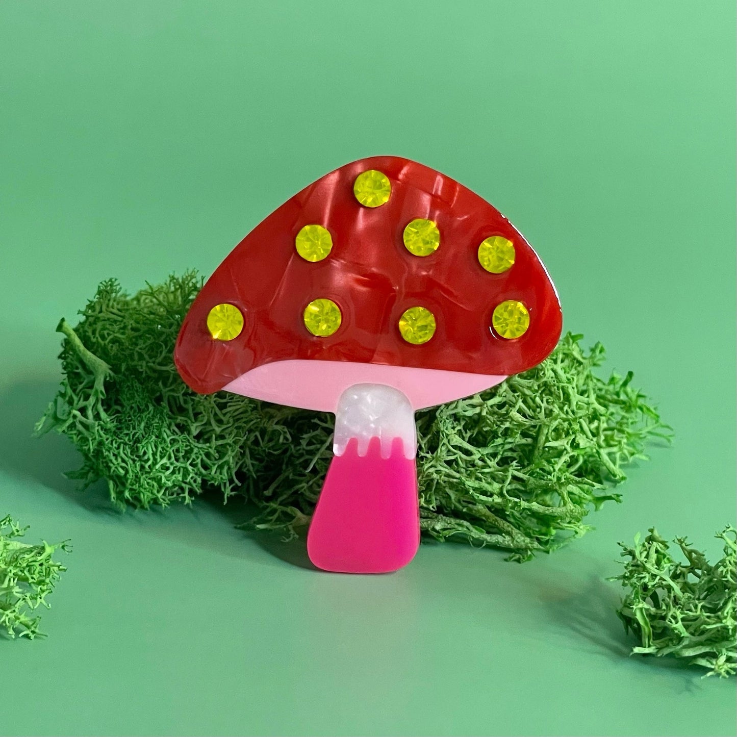 Mushroom w/ Rhinestones Hair Clip