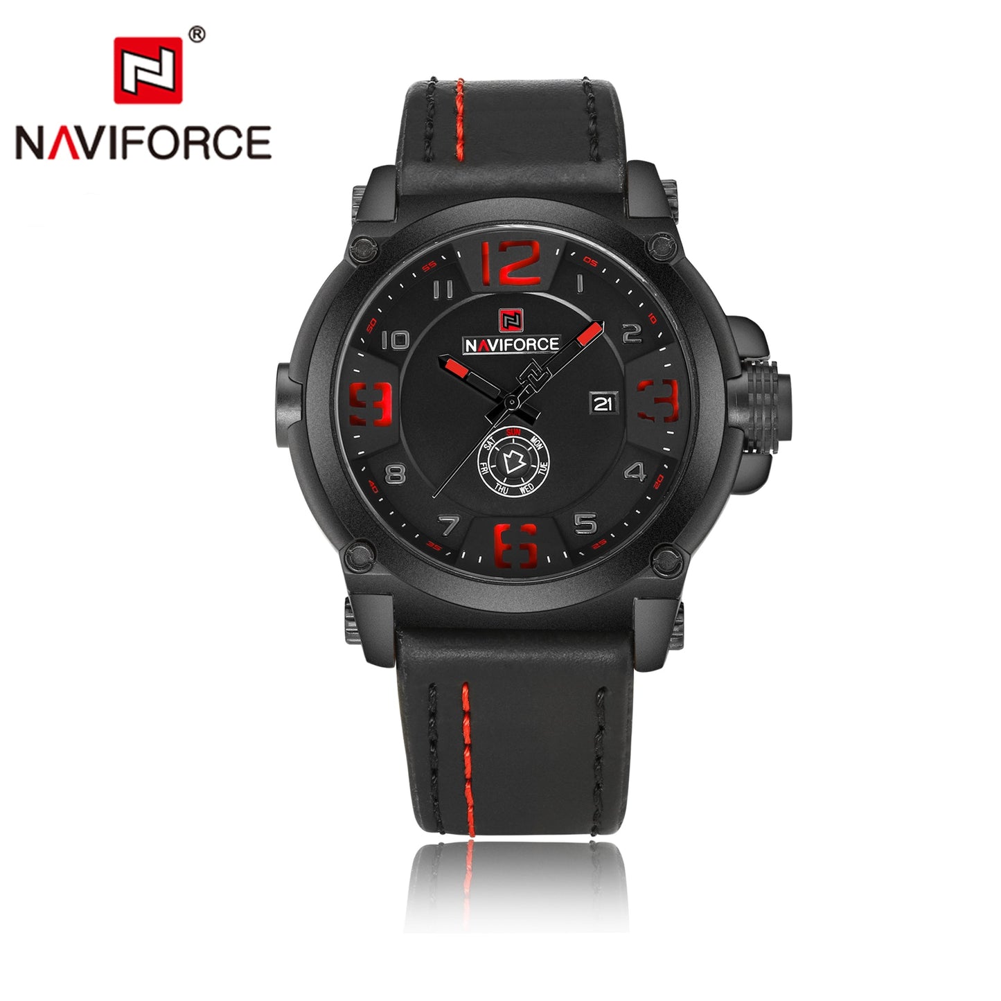 NAVIFORCE Top Luxury Mens Watches Sports Quartz Waterproof Wristwatch Date Display Leather Band Casual Classic Watch NF9099