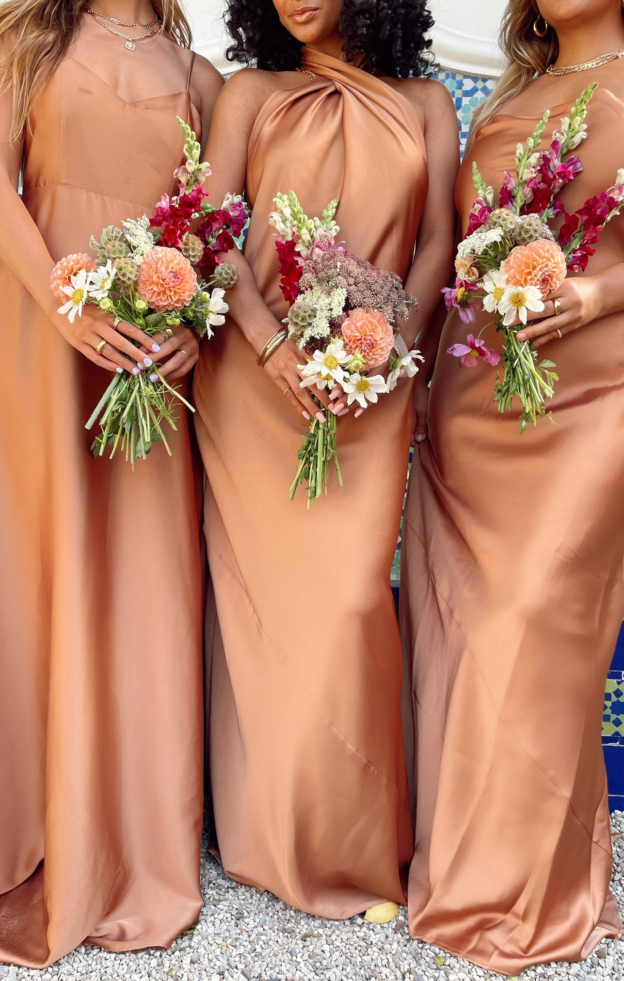 Jasmine Halter Maxi Dress ~ Copper Luxe Satin