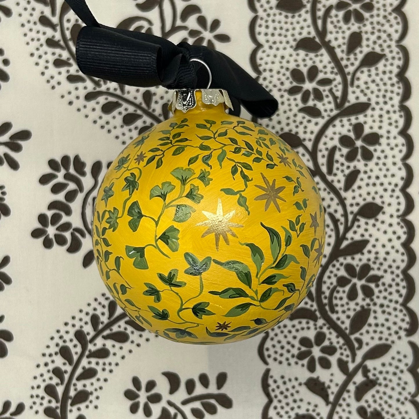 Stars and Vines on Ochre Ornament