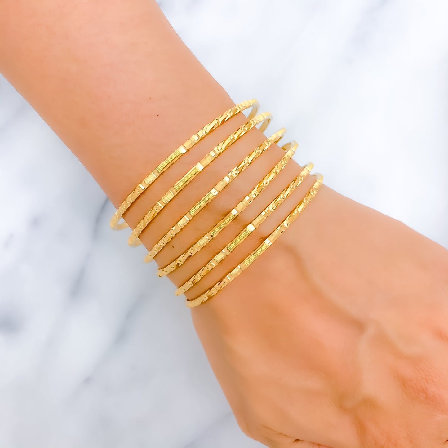 Dotted Gold 22k Gold Bangle Set