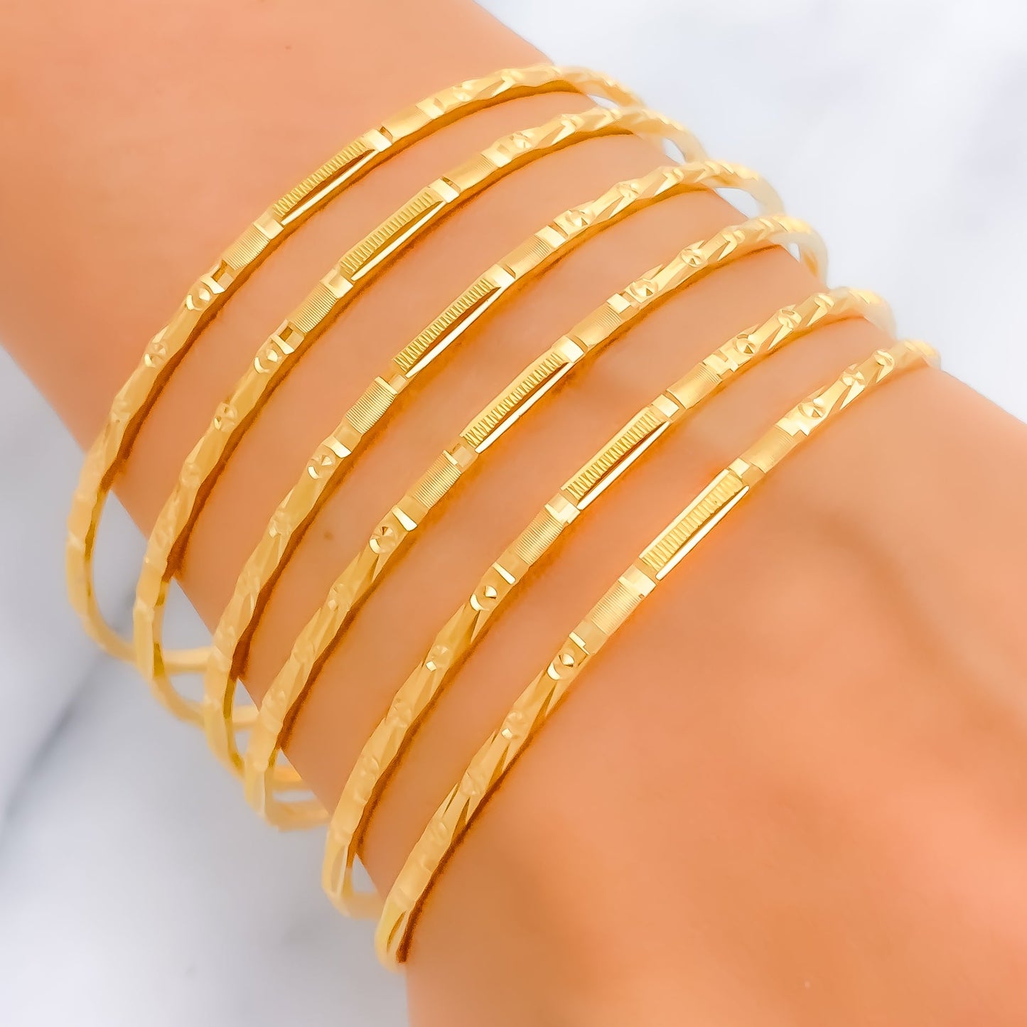 Dotted Gold 22k Gold Bangle Set