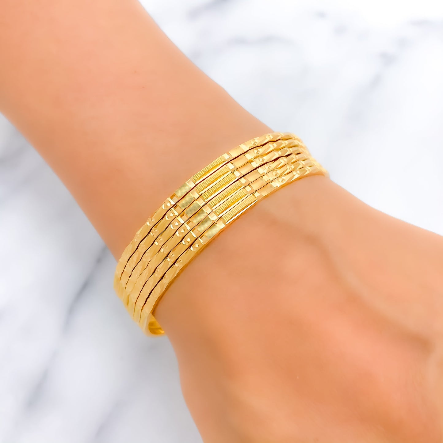 Dotted Gold 22k Gold Bangle Set