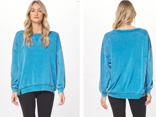 VINTAGE HAVANA ANCHOR BLUE OVERSIZED CREWNECK