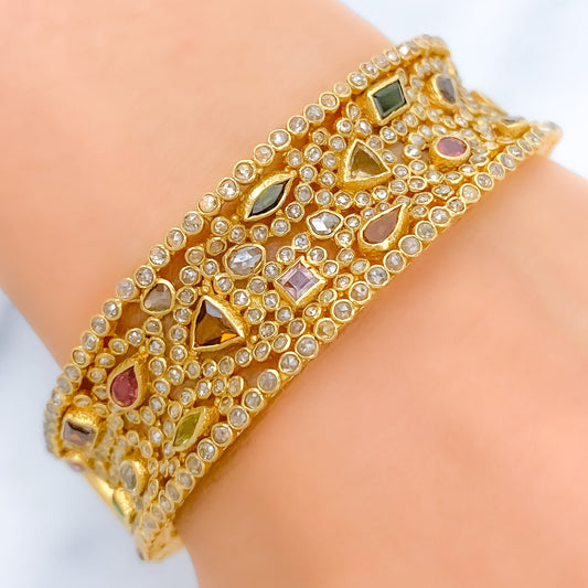 Tourmaline Polki 22k Gold Bangle