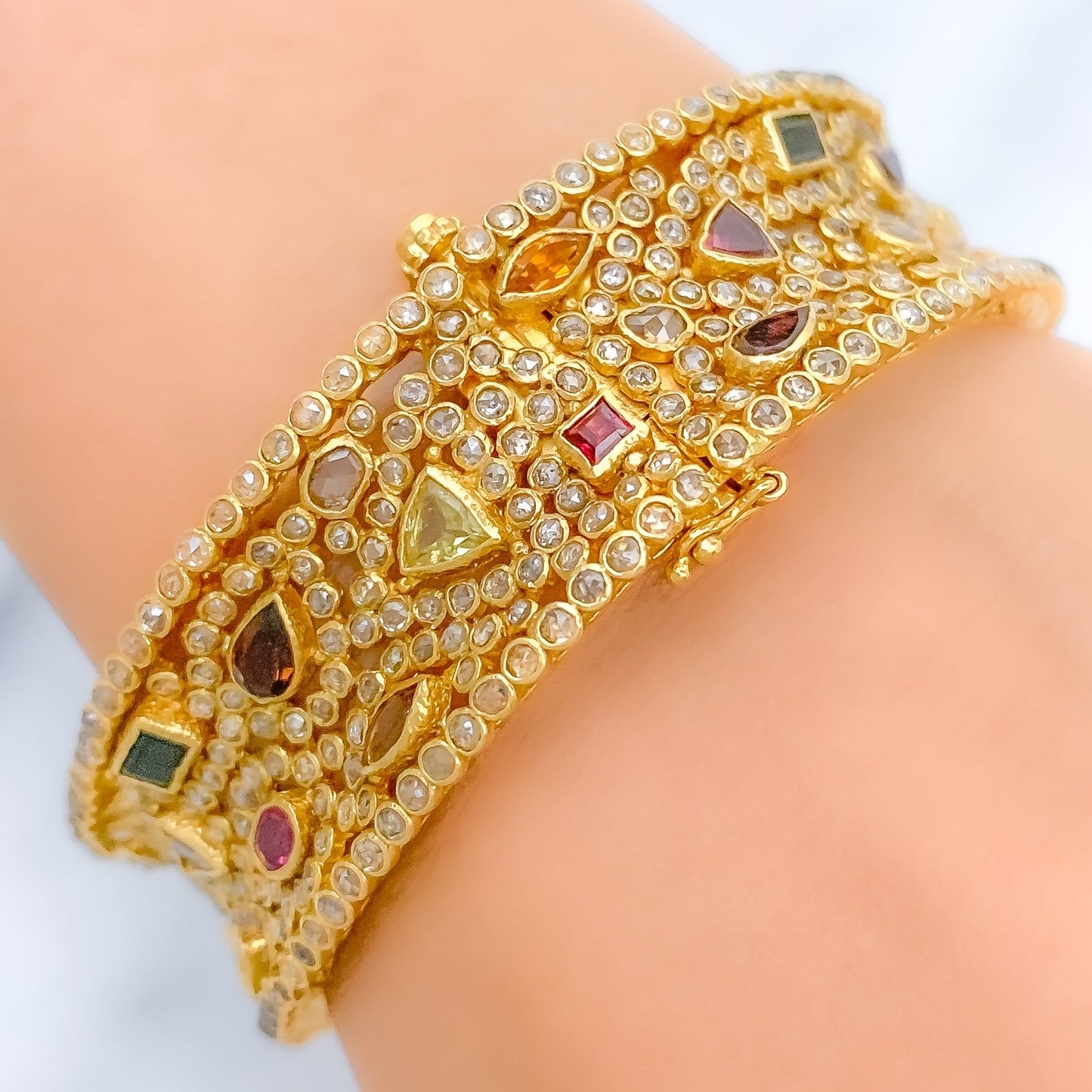 Tourmaline Polki 22k Gold Bangle